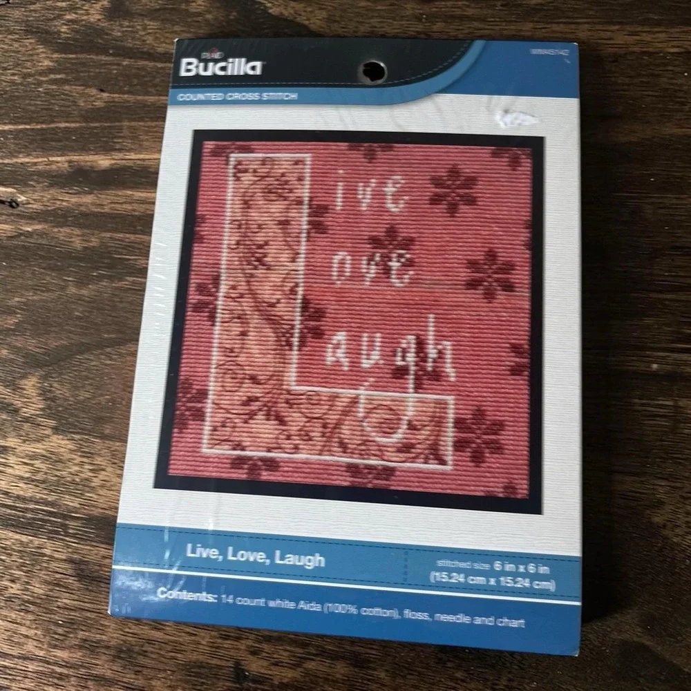 Bucilla Plaid Live Love Laugh Counted Cross Stitch Kit  6